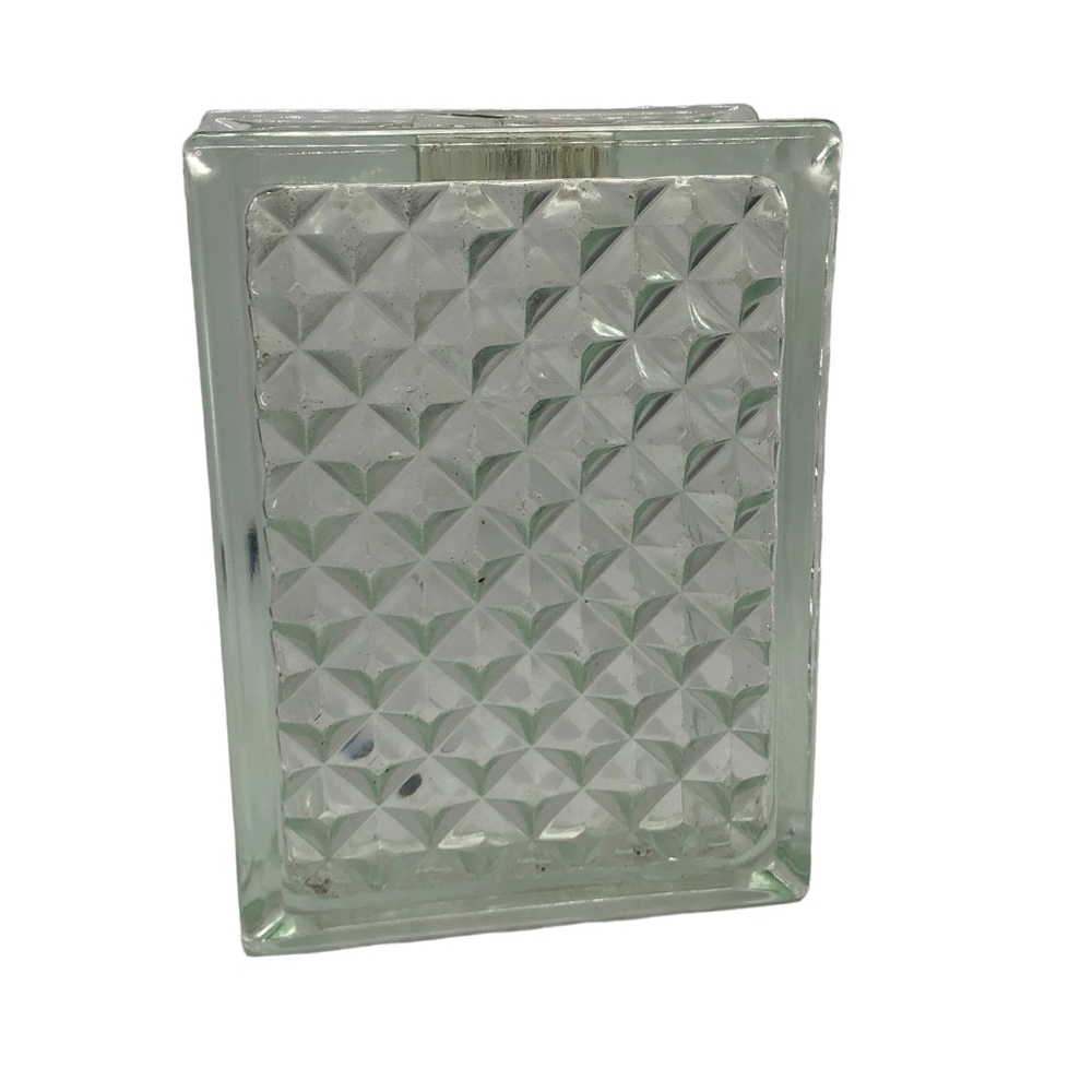Vintage Heavy Glass Rectangle Block Coin Bank See Your Savings Clear
